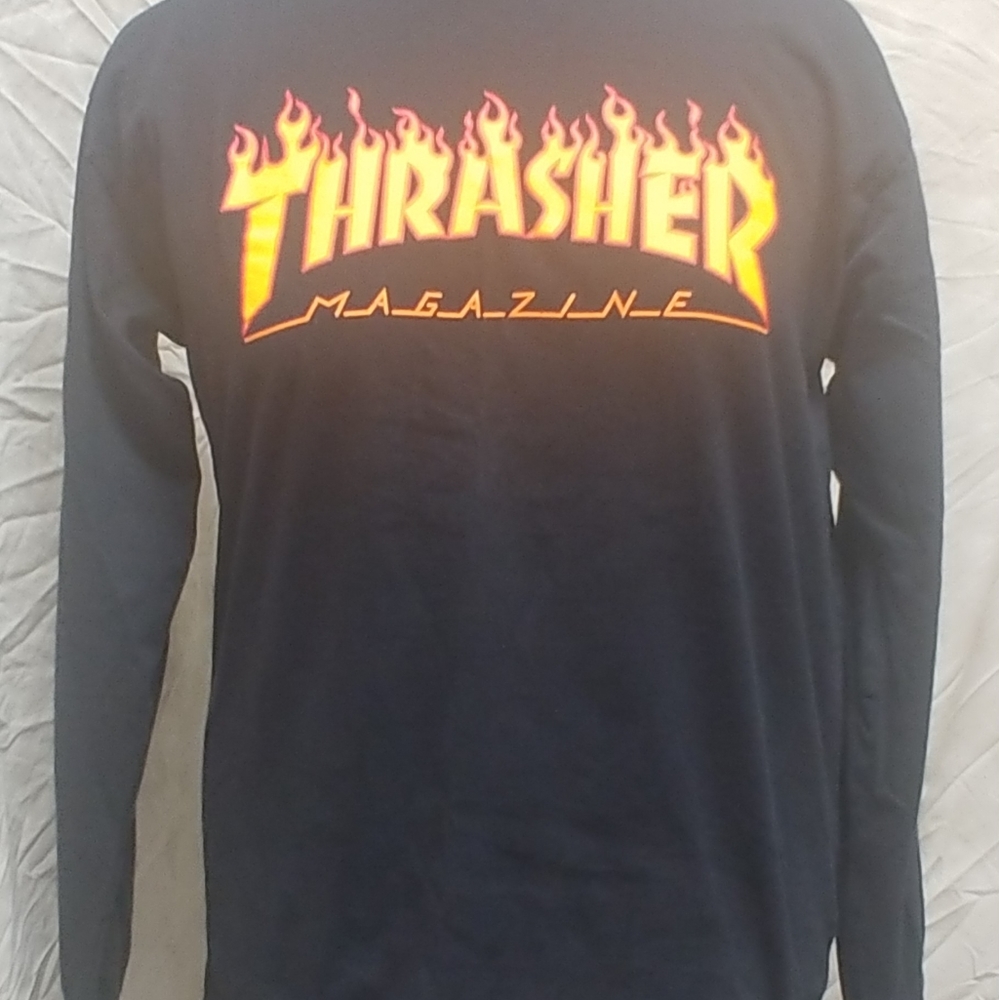 THRASHER Skate Magazine Long Sleeve T Shirt Unisex LARGE